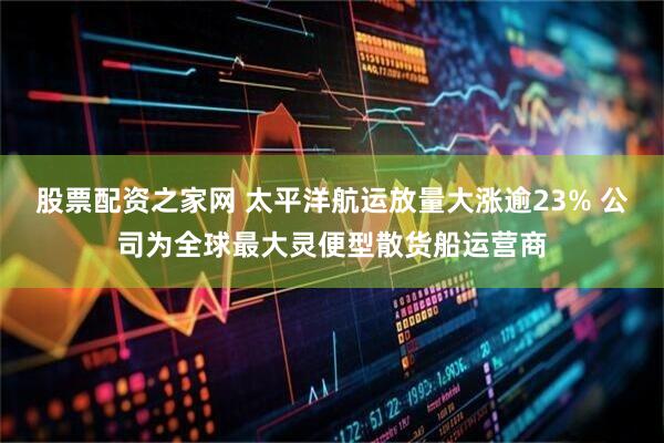 股票配资之家网 太平洋航运放量大涨逾23% 公司为全球最大灵便型散货船运营商